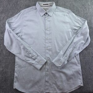 Ted Baker Shirt Size 5 Blue Geometric Long Sleeve Button Up Cotton